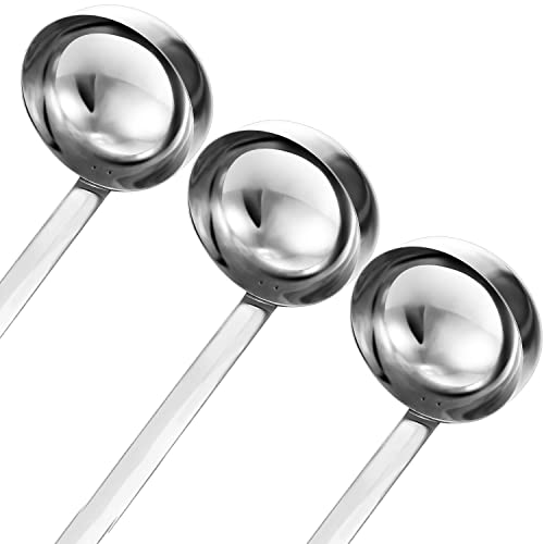 Meekoo 3 Pieces Stainless Steel Ladle Soup Handle Ladle With Pouring Rim For Kitchen Cooking Soup Sauce (5 Oz) #TOP1