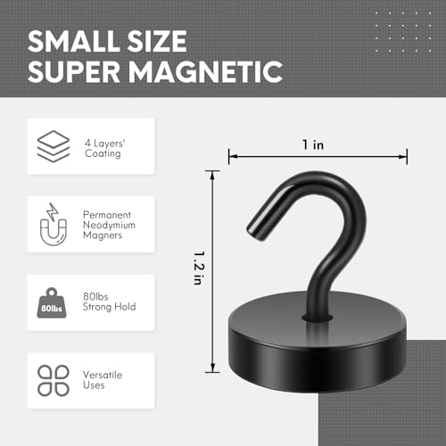image for Neosmuk Magnetic Hooks, Cruise Ship Essentials, 80lb+ Heavy Duty Magne