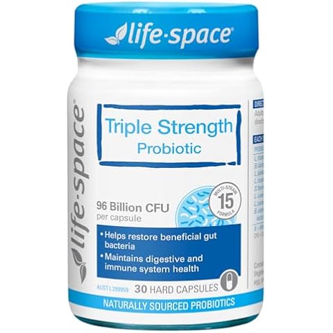 Life-Space Triple Strength Broad Spectrum Probiotic, 96 Billion CFU & 15 Diverse Strains, Advanced Formulated for Digestive Health & Immune Health, Probiotics for Women & Men - 30 Veg Capsules Cover