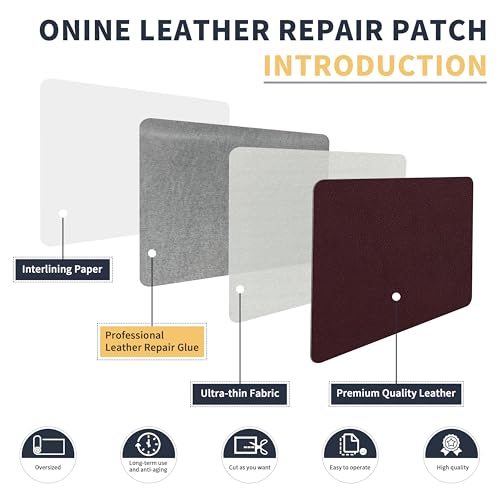 Image of ONine Leather Repair Patch,Leather Repair Tape, 12 x 48 inches Leather Repair Patch for Furniture,Vinyl Repair Kit,Leather Couch Patch,for Sofas, Furniture, Car Seats, Office Chairs(Mulberry)