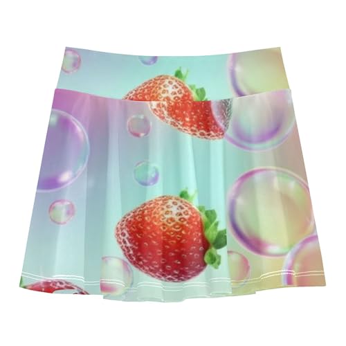 Strawberry Sparkling Bubbles Toddler Tennis Skirts Rainbow Athletic Shorts for Girls Skorts Butterfly 4t