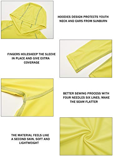 Image of Boys Grils Long Sleeve Sun Shirts UPF50+ Hoodie Thumbhole Rash Guard Quick Dry Atheltic Hiking Workout Water Playing