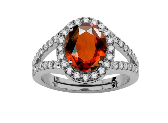 Hessonite naturelle véritable ovale 2,50 cts bague argent anti-ternissement