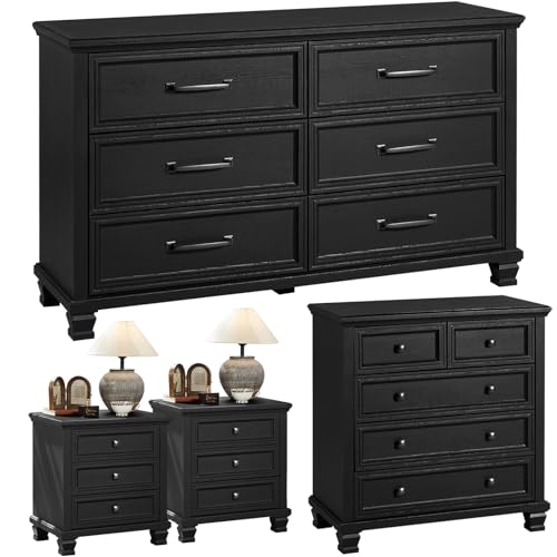 SAVOR LIFE Farmhouse Black Bedroom Sets of 4, Includes 6