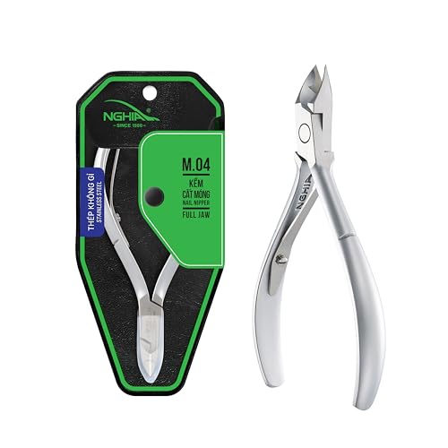 NGHIA Stainless Steel Nail Nipper - M-04: Precision Acrylic Nipper with Grey Plated Jaw, Curve Handle, and Single Spring Mechanism