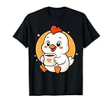 Pollo Bebiendo Café Gráfico Pollo Kawaii Anime Camiseta