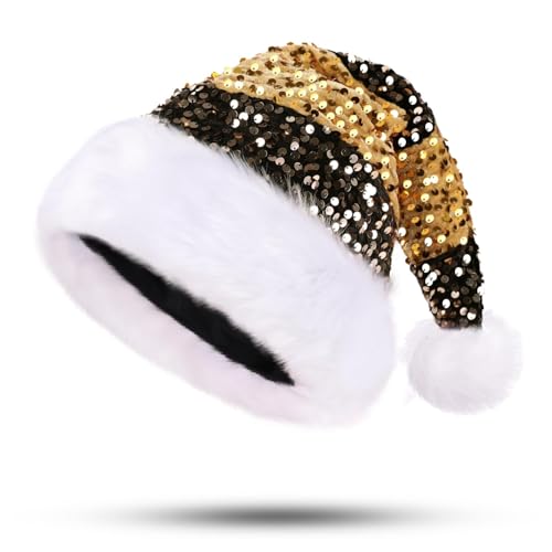 PUZAUKAL Weihnachtsmütze Pailletten Nikolausmütze Elf Erwachsene...