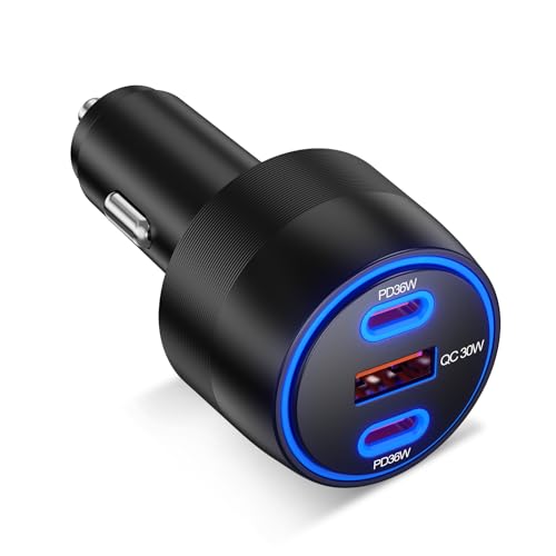 [3 in 1] USB C Car Charger 102W Super Fast Charging Adapter,3-Port PD PPS Car Charger with Ventilation Design, Dual 36W USB-C & 30W USB-A Ports for iPhone 17/16/15/14, Samsung Galaxy, iPad,Laptop - image 1