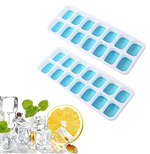 2 Teiliger Silikon EiswüRfelbehäLter, EiswüRfelform Mit 14 FäChern Und Deckel 28 EiswüRfel Leicht, Bpa Frei Und Lfgb Zertifiziert, Eisfach FüR GeträNke, Obst, Joghurt Quadratische EiswüRfelschalen Cover