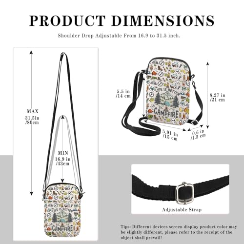 Happy Camper RV Gift Life Is Better By The Campfire Crossbody Bag Outdoors Camping Gift for Camping Lovers2