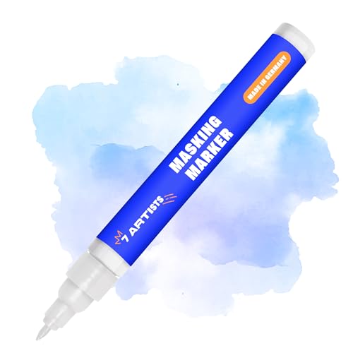 7 Artists Marqueur Aquarelle avec Gomme de Masquage 1-2 mm – Masking Pen avec Fluide de Masquage Aquarelle | Gomme Liquide pour Effets Précis | Marqueur Drawing Gum Facile à Enlever