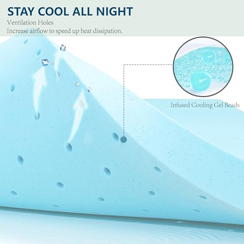 Joyride Sleep 3 Inch Queen Memory Foam Mattress Topper, Cooling Gel Bed Topper With Removable Cover thumb #6
