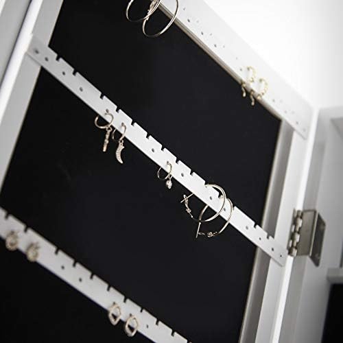 CARME Caitlyn - White Standing Full Length Jewellery Mirror Cabinet with Shelves Bedroom Storage Organiser Makeup Cosmetics