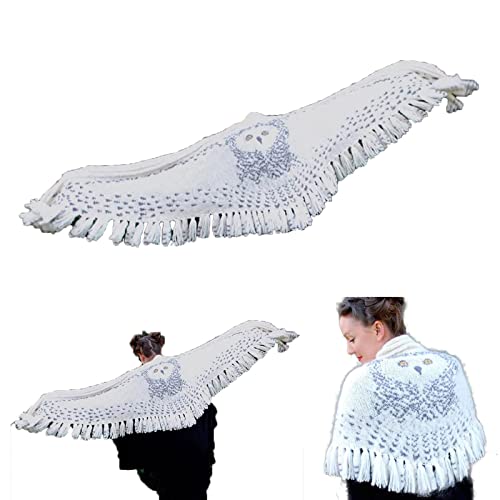 Goplnma Retro Owl Scarf - Owl Shawl with Wide Spread Bird Feather Wings, Womens Warm Shawl Winter Cashmere Feel Long Shawl for Women Cover