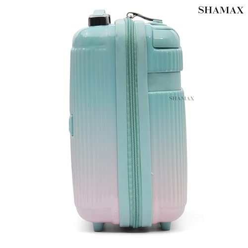 Image of SHAMAX Hard Shell Vanity Box for Women | Makeup Organizer Case with TSA Lock, Spacious Storage & Travel-Friendly, Wedding Gift | Cosmetic & Jewellery Storage Box (28x16.5x30cm) Mint Green