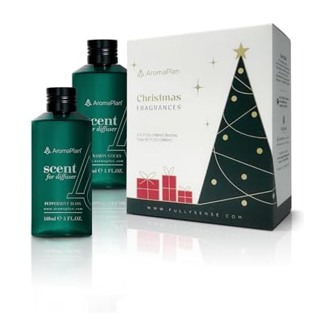 Aromaplan Hotel Scents Cinnamon & Peppermint Christmas Kit (5 Fl Oz, 2 Pack)-Luxury Aroma & Hotel Diffuser Oil for Aromatherapy- USA Made, Bigger Bottle & Longer Lasting Fragrance Cover