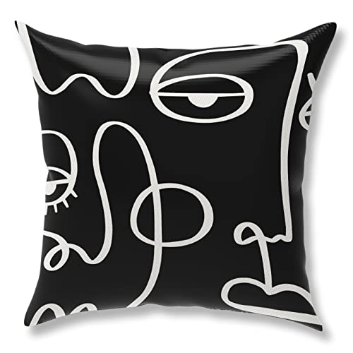 Zcyxuuw Minimalist Woman Face Line Art Throw Pillow Covers, Pillow Covers 18X18, Set Of 4 Abstract Face Line Pillowcase, Decorative Pillow Cushion Covers For Couch, Bed, Sofa, Car Seat, Bedroom, Home #TOP3