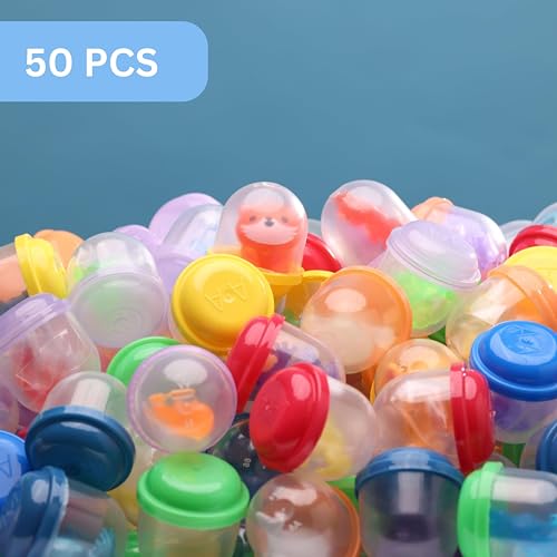 Image of Entervending Vending Machine Capsules with Toys in Bulk - 1.1 Inch Tiny Frosty Clear-Colored Acorn Capsules with Mini Toys for Kids - Plastic Capsules for Toys Bulk - Easter Basket Stuffers
