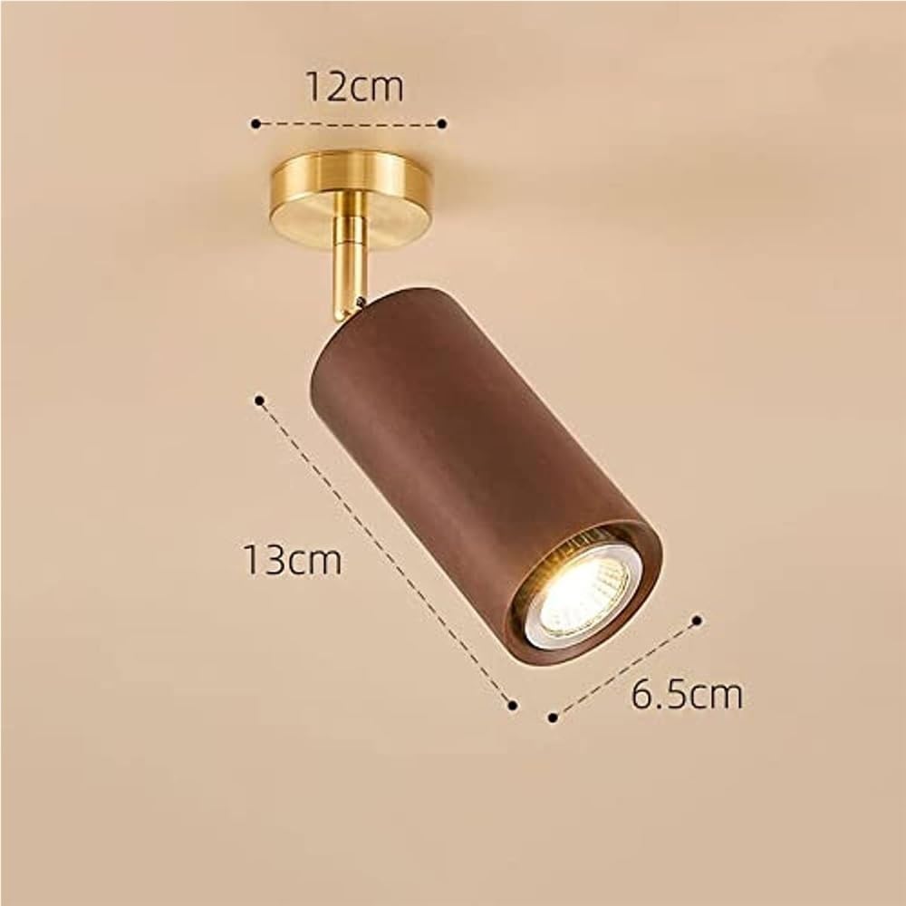 Foco techo aluminio estilo industrial moderno foco direccional orientable | Lámparas de acento textura imitación nogal for cocina y pasillo(White light,1 head)