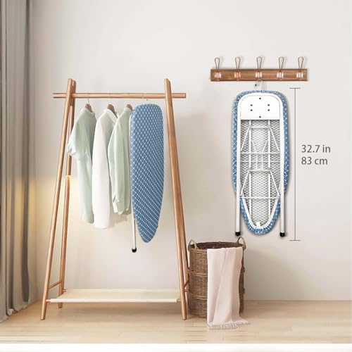 Duwee Table Top Ironing Board with Iron Rest, Compact Ironing Board for Small Area, Heat Resistant Cover and 10 mm Thick Felt Pad, 82 x 32 cm, Blue&White - Image 7