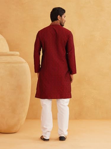 Sojanya (Since 1958 Men'S Silk Blend Gold Self Design Only Long Kurta4