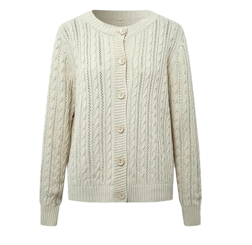 Women Winter Twist Long Sleeve Wear Outside with Loose Round Neck Buttons in Knitted Sweater