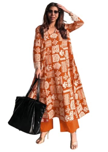 Image of ANNI Designer Kurta Sets for Women Viscose Printed | Kurta with Dupatta Set | A Line Kurti Set for Women | Square V Neck 3 /4 Sleeve Ethnic Outfit | Designer Indian Kurti Stylish Clothing