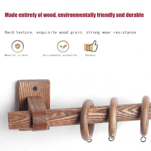 Bastone per tenda in legno color noce, ideale per camera da letto e soggiorno, lunghezza 180 cm, con accessori per tende e staffe