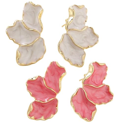 YSJCHEBS Pendientes de Pétalos y Flores de Metal, Accesorios Elegantes para Mujer