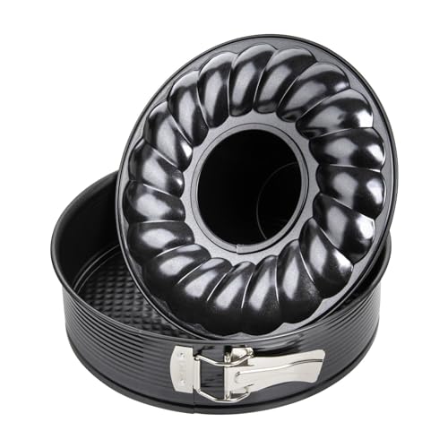 Zenker 6507 Moule à savarin, moule à manqué et savarin à charnière, moule couronne à charnière, moule à gâteau rond, Acier inoxydable, Noir, 24 x 24 x 6,5 cm