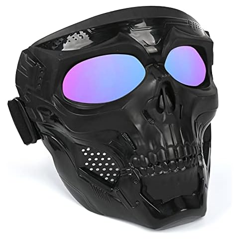 Outamateur Skull Goggle Mask Riding Mask Safety Road Riding UV Motorbike Glasses (Colorful-Lens) Cover
