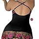 Leticia Nachthemd, schwarz, mit Blumenstickerei, Rosa, elegante Nachtwäsche, Schwarz , 38