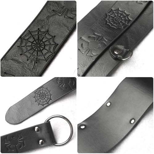 Charmian Men's Gothic Punk Medieval PU Leather Embossed O Ring Waist Belt 5