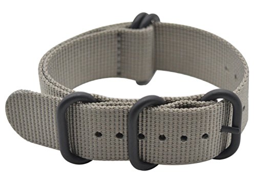 Alxptino Nylon Watch Band for Men - Soft and Durable Watch Strap with Black PVD Brushed Buckle (Grey, 22mm)