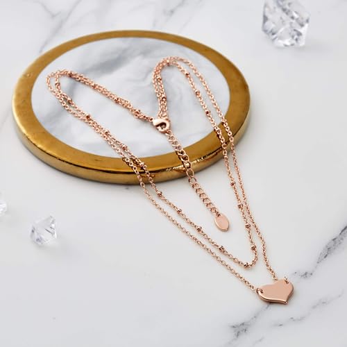Philip Jones Rose Gold Plated Double Layered Heart Necklace - Image 4