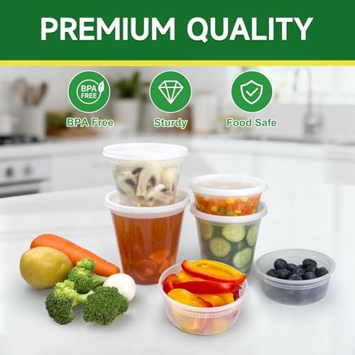 50 Set 16 oz Deli Containers with Lids, Leak-Proof BPA Free Plastic Take Out Bowls, Food Storage Containers for Takeout Meal Prep Storage, Freezer, Microwave & Dishwasher Safe - Thumbnail 2
