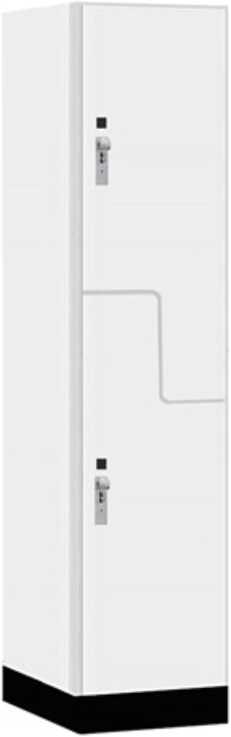 Salsbury Industries 18" Wide Premier Wood Locker-Double Tier 'S' Style-1 Wide-6 Feet High-18 Deep-Arctic White-Silver Hasps