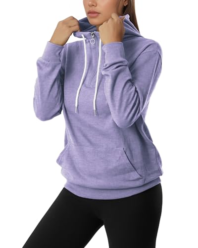 Image of GIVON Womens Casual Zip Up Hoodie Cotton Blend Soft Fabric Basic Layering Hooded Jacket with Kangaroo Pocket