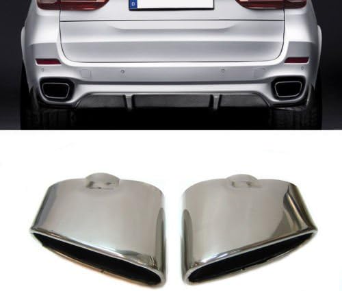 BEESCLOVER 2pcs Dual Chrome Exhaust Pipe Muffler Tip Stainless Steel Fits BMW X5 E70