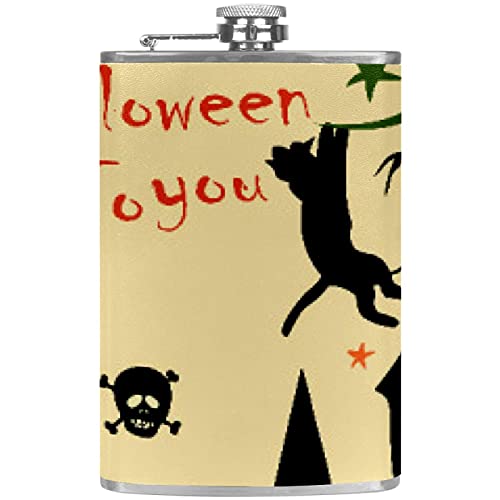 Small Flask For Liquor For Women Leakproof Hip Flask Leather Wrap With Funnel Discrete Shot Drinking Of Alcohol Gift For Men Happy Halloween Pumpkin #TOP19