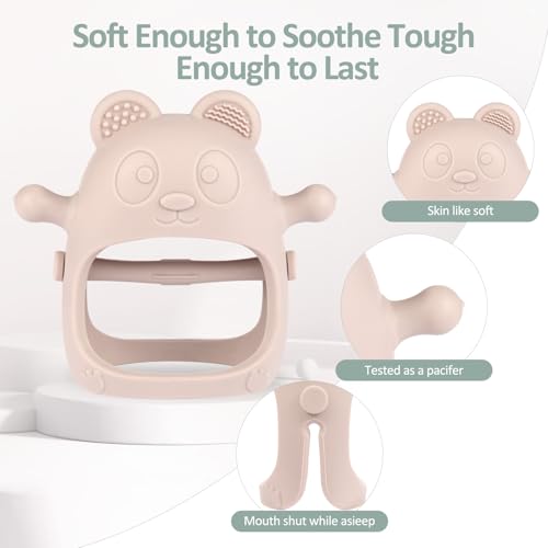 Image of Eascrozn 3 Pack Baby Teething Toys Over 3 Months, Food Grade Silicone Teething Mitten for Babies, Anti Dropping Wrist Hand Baby Teether Chew Toys for Sucking Needs, BPA Free