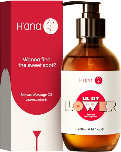 H'ana Sensual Massage Oil for Date Night - Gently Warming, Soothing & Hydrating, Crafted with 100% Pure Vanilla Body Oil for Cozy Moments and Bedtime Therapy (6.76 Fl Oz)