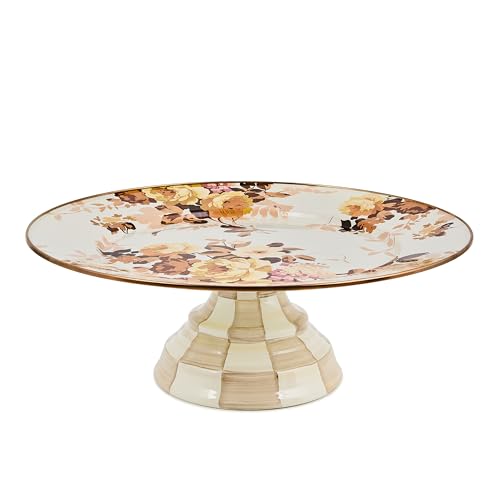 Image of MACKENZIE-CHILDS Pedestal Platter, Large, Wild Rose White