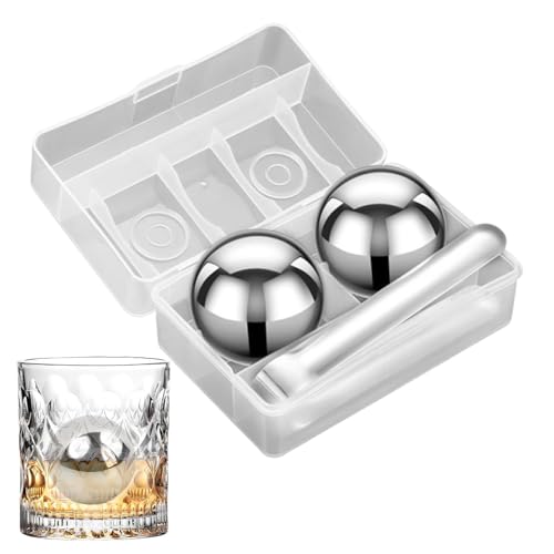 Cubitos De Hielo De Acero Inoxidable,2 Piezas Reutilizables Bolas De Hielo 55mm | Utensilios De Cocina Para Bebidas Frías Café Cerveza Licores Fiestas Y Actividades Al Aire Libre