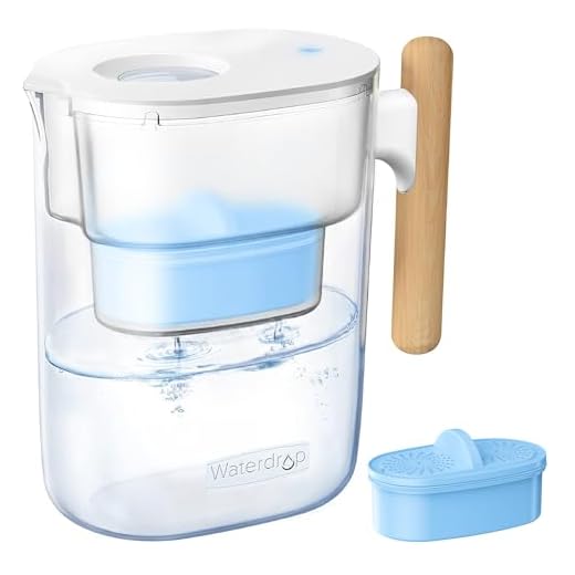 Waterdrop Alkaline Chubby 10-Cup Large Water Filter Pitcher with 1 Filter, Healthy, Clean & Toxin-Free Mineralized Alkaline Water (100 Gallons), Up to PH 9.5, BPA Free