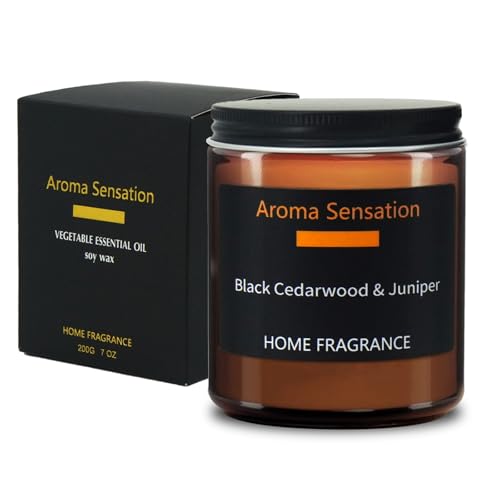Zedar Duftkerze im Glas, 200g Natürliche Sojakerze mit 40 Std Lange Brenndauer, Kerze Geschenk für Männer Frauen, Aromatherapie Kerze für Hause Raumduft, 8% ätherisches Öl, Weihnachten Scented Candle