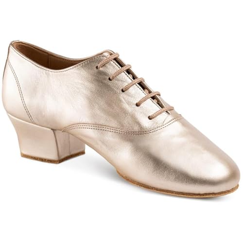 Rummos Elite Flextraining 147 - Zapatillas de entrenamiento para mujer, piel dorada/platino, mediana (normal), tacón Cuban de 4,5 cm, fabricado en Portugal, Oro Platino, 40.5 EU