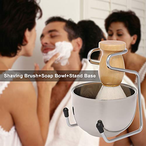 Andoer Conjunto de barbear masculino Escova de barbear + saboneteira + Base de descanso Kit de barbe