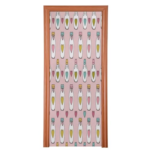FLildon Love Heart Bottle Valentine's Day Door Cover Decoration, Party Accessory Porch Decor for Festive Ornament Room Door Covers 32 x 79 Inch