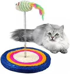 Brinquedo Interativo para Gatos – Base Arranhador com Rato de Pelúcia, Perfeito para Estimulação Mental e Física, Diversão e Exercício para seu Gato, Ideal para Agilidade e Bem-estar Felino!